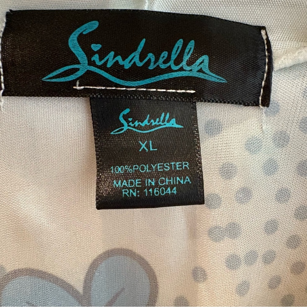 Sindrella VTG Style Luxe Blue Retro Floral Satin Robe Kimono Wrap XL - Picture 2 of 7